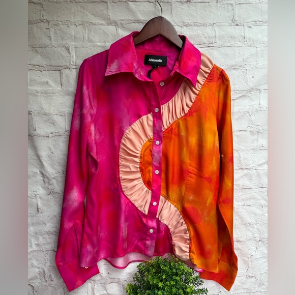 AHLUWALIA
watercolour-effect colour-block blouse size 12 US L - Picture 5 of 16